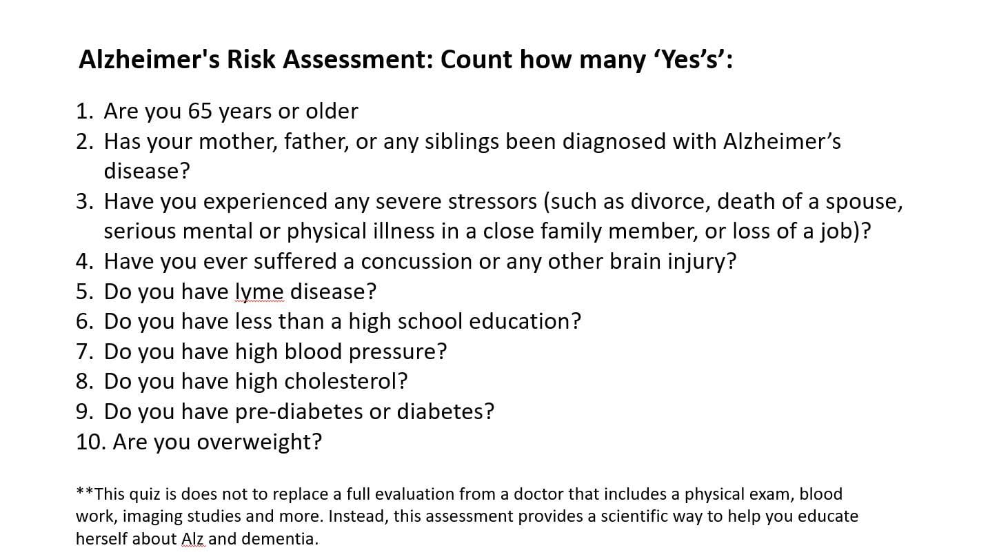 alz risk assessment - yes assess yes